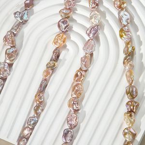 תליון פנינים בארוקים מים מתוקים תליון זהב לבן סגול פנינים רופפים - Product Image 3