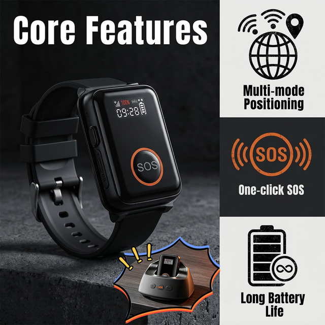 Mini 4G GPS Tracker Watch VS18 IP68 Square Elderly Smart Watch GPS Locator Fall Detection SOS Emergency Voice Monitor Dual SIM