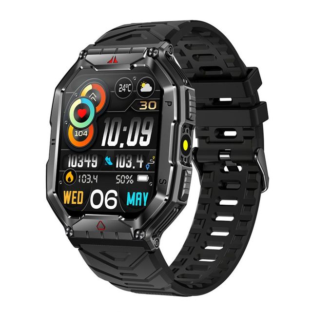 New Men Sports Smartwatch 1ATM Waterproof 2.1inch Amoled Screen BT Call AI Voice Assistant Compass Flashlight.Smart Watch KR82