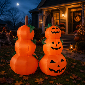 3 citrouilles gonflables d'Halloween empilées de style classique, décoration gonflable <span class=keywords><strong>Jack</strong></span> O'Lantern résistante aux intempéries pour jardin et fêtes en extérieur - Product Image 2