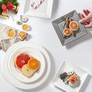 Platos de Cena Personalizados, Platos de Cerámica Blancos, Platos para Ensalada con Relieve, Platos para Servir Filetes y Aperitivos, Platos Reutilizables para Cocina y Comedor - Product Image 5