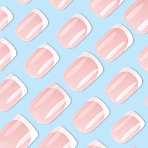 Set di 24 Unghie Finte Quadrate Francesi, Bianche e Nude, Corte, Adesive, Estensibili, Rimovibili e Riutilizzabili con Colla in Gel - Product Image 6