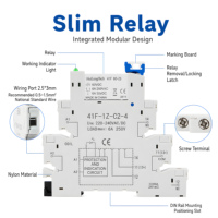 Relais de remplacement HF41F 6A 250VAC 1CO 6,2 mm ultra-plat 41F-1Z-C2-4 220-240V AC/DC avec indicateur LED et interface à bornes à vis