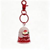 Porte-clés liquide en acrylique en forme de cloche avec figurine flottante Père Noël, poisson, licorne pour la vente en gros, OEM, personnalisation de sacs et de décorations de téléphone