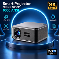 Projecteur intelligent 8K Android Wifi, résolution native 1080P Full HD, 1000 lumens Ansi, projecteurs vidéo d'extérieur, équipements de présentation