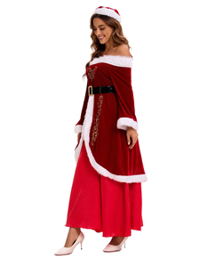 Disfraz de cosplay de la señora Claus, elegante y sexy, falda navideña con hombros descubiertos, gorro de Papá <span class=keywords><strong>Noel</strong></span> y cinturón - Product Image 6