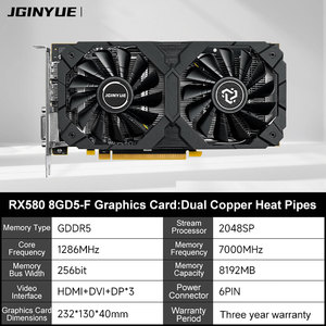 Jginyue RX580 8GD5-F Graphics Card:Dual Copper <b>Heat</b> Pipes GPU PCI Desktop With Fan Cooler New <b>USB</b> & DP Output Interface RX580 8g - Product Image 3