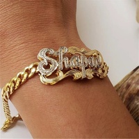 Bracelet QIUHAN OEM personnalisé en acier inoxydable double couche bicolore résistant à la corrosion, chaîne cubaine avec nom personnalisé, cadeau personnalisé pour elle