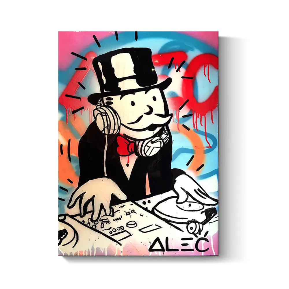 Custom framed Alec Monopoly wall pop art poster print on canvas