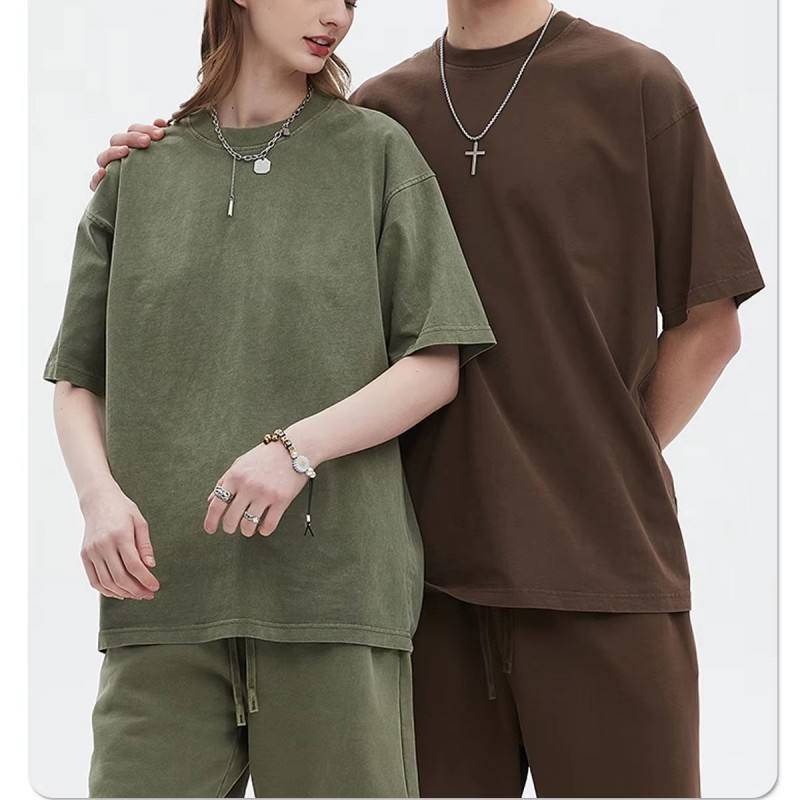 Camiseta Vintage de gran tamaño desgastada y lavada con diseño descolorido de calle negra para hombre, personalización de punto informal personalizable