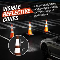 RoadHero – Lot de 8 cônes de signalisation orange de 28 pouces (55 lb) avec col réfléchissant et base noire robuste en PVC pour la construction de parkings