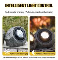 Lampe solaire extérieure étanche en résine imitation roche pour jardin, allée, pelouse, cour, allée de voiture, éclairage paysager