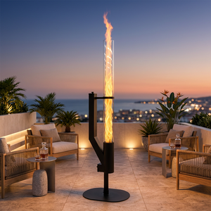 <span class=keywords><strong>Stufa</strong></span> <span class=keywords><strong>a</strong></span> Pellet da Esterno con Ampio Campo Visivo, Fiamma Aperta Alta, per Giardino e Cortile, con Funzione di Riscaldamento e Decorazione - Product Image 1