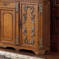 Vente en gros de couloir classique antique Table console de placard en bois rustique avec portes décorées en bois sculpté Armoire console