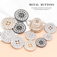Jual promo kristal kancing jahit bulat Aloi mewah 4 lubang kristal kancing berlian imitasi logam untuk pakaian dekoratif
