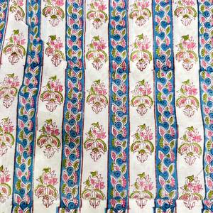 Tela de Algodón Blanca con Estampado Floral Azul y Rosa, Rayas Paisley, Estampado Tradicional Indio, Textil para Vestido Kurti - Product Image 5