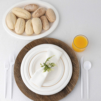 Assiette jetable biodégradable SUMKOKA de 9 pouces en bagasse de canne à sucre, vaisselle en pulpe de bagasse pour fêtes, vente en gros