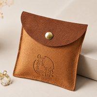 Pochette à bijoux en micro-suède avec logo personnalisé, fermeture à rabat, anti-rayures, anti-poussière, OEM, vente en gros