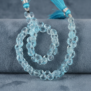 Perles de pierre de qualité supérieure de brin d'oignon à facettes de topaze bleu ciel - Product Image 3