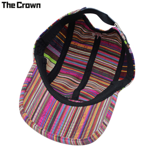 Gorra de 5 Paneles con Logotipo Personalizado y Múltiples Rayas, Venta al por Mayor, Gorra con Estampado Textil Folclórico, Visera Plana, Parche Tejido, Fabricante - Product Image 3