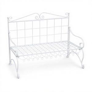 Banc de jardin en fer forgé d'extérieur avec <span class=keywords><strong>support</strong></span> pour plantes, dossier en treillis grillagé, étagère à motifs et <span class=keywords><strong>support</strong></span> pour plantes grimpantes, écologique et durable - Product Image 1