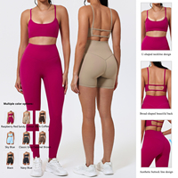 Ensemble de yoga personnalisé avec logo pour femme – Soutien-gorge de sport 1 pièce, leggings taille haute, shorts, vêtements de sport respirants et recyclables pour l'entraînement