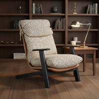 Fauteuil de loisirs orange à dossier haut de style Mid-Century, fauteuil d'appoint en bois pour villa, hôtel, salon