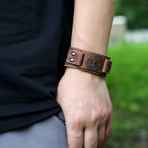 Heidense Sieraden Yggdrasil Amulet Echt Lederen Levensboom Viking Armband Dara Celtic Knoop - Product Image 3