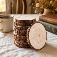 Disques de bois naturels non finis avec écorce d'arbre, sous-verres, pièces de sous-verres en bois, kit de cercles, ornements de Noël, artisanat avec écorce