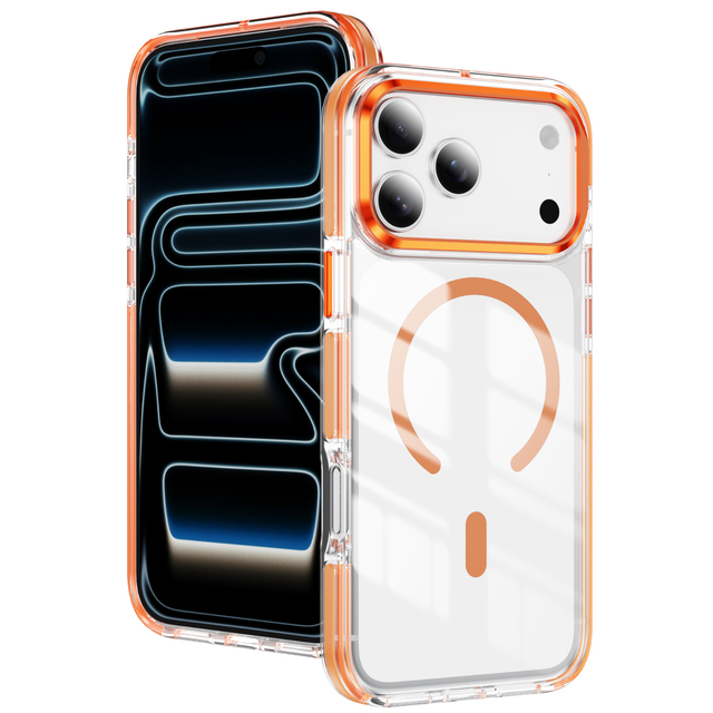 New Style Dual-color Frame Transparent Acrylic Tpu Magnetic Shockproof Mobile Phone Case Accessories for iphone 17 Promax