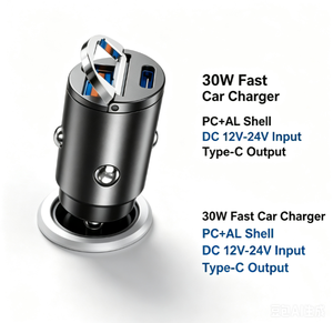 <span class=keywords><strong>Chargeur</strong></span> de voiture USB PD Type C 30W QC3.0, double port A+C, <span class=keywords><strong>chargeur</strong></span> rapide pour voiture avec crochet porte-clés, coque en alliage d'aluminium pour <span class=keywords><strong>iPhone</strong></span> Android - Product Image 1