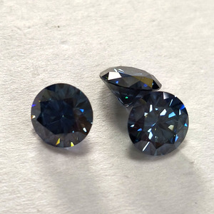 Gemas Sintéticas de Moissanita Azul Creadas en Laboratorio, Piedras Preciosas Sueltas Redondas de 5~10 mm para la Elaboración de Joyería Fina - Product Image 2