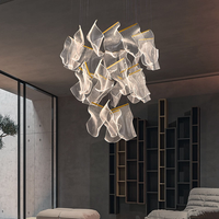 Lustre moderne en acrylique ondulé à hauteur réglable et personnalisable, suspension LED artistique fluide anti-éblouissement pour escalier et hall d'entrée