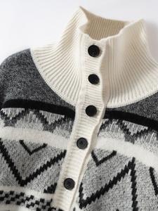 Suéter de Cachemira de Cuello Alto para Mujer, Tejido Jacquard Fair Isle, Grueso, de Lana de Cachemira, para Invierno - Product Image 2