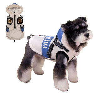 Neuheit: Personalisierbare Daunenjacke für Haustiere mit Kunstfellkapuze, Wasser- und Winddicht, Atmungsaktiv, aus Polyester, Einfarbig/Color-Block für Hunde - Product Image 1