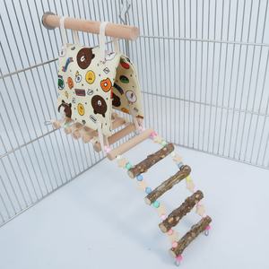 <b>Bird</b> Swing Pet <b>Bird</b> <b>Cage</b> Hanging Bell Colorful Hanging Swing Hammock <b>Bird</b> <b>Cage</b> Decoration Sichuan Pepper Wood Station Pole - Product Image 3