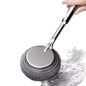 Stainless Steel Pot Brush Long Handle Steel Wire Cleaning Tool For Household Kitchen Dishware Washing - Product Image 2