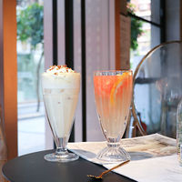 Tasse à soleil en verre, 12oz, 350ml, 12oz, pour le Dessert, la crème glacée, processeur sur socle de grande taille, pour Latte à Cappuccino et à chocolat chauds