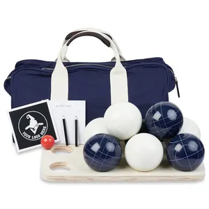 Lawn Game Custom Logo Professional Bocce Ball Set with 8 pack 90mm Resin Bocce Balls Carrying Bag Wooden Base Pencil Scoreboard