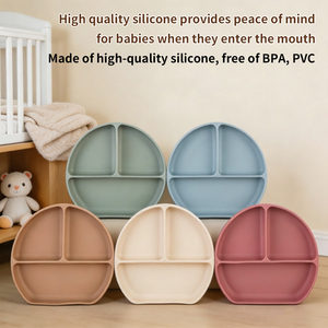 Assiette Bébé Premium à 3 Compartiments en Silicone avec Ventouse, Compatible Micro-ondes, Prix <span class=keywords><strong>de</strong></span> Gros Usine - Product Image 2