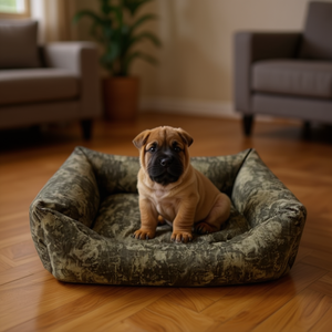 Cuccia per Animali Domestici di Alta Gamma in Camoscio Goffrato Effetto Invecchiato, Modello YM7943, Colore Kaki Scuro - Product Image 3