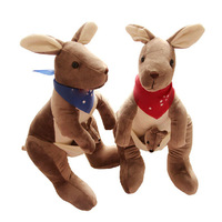 Kangourou en peluche personnalisé d'usine Super doux animal en peluche arbre-kangourou jouets en peluche avec mascotte Bandana Logo pour les enfants jouent