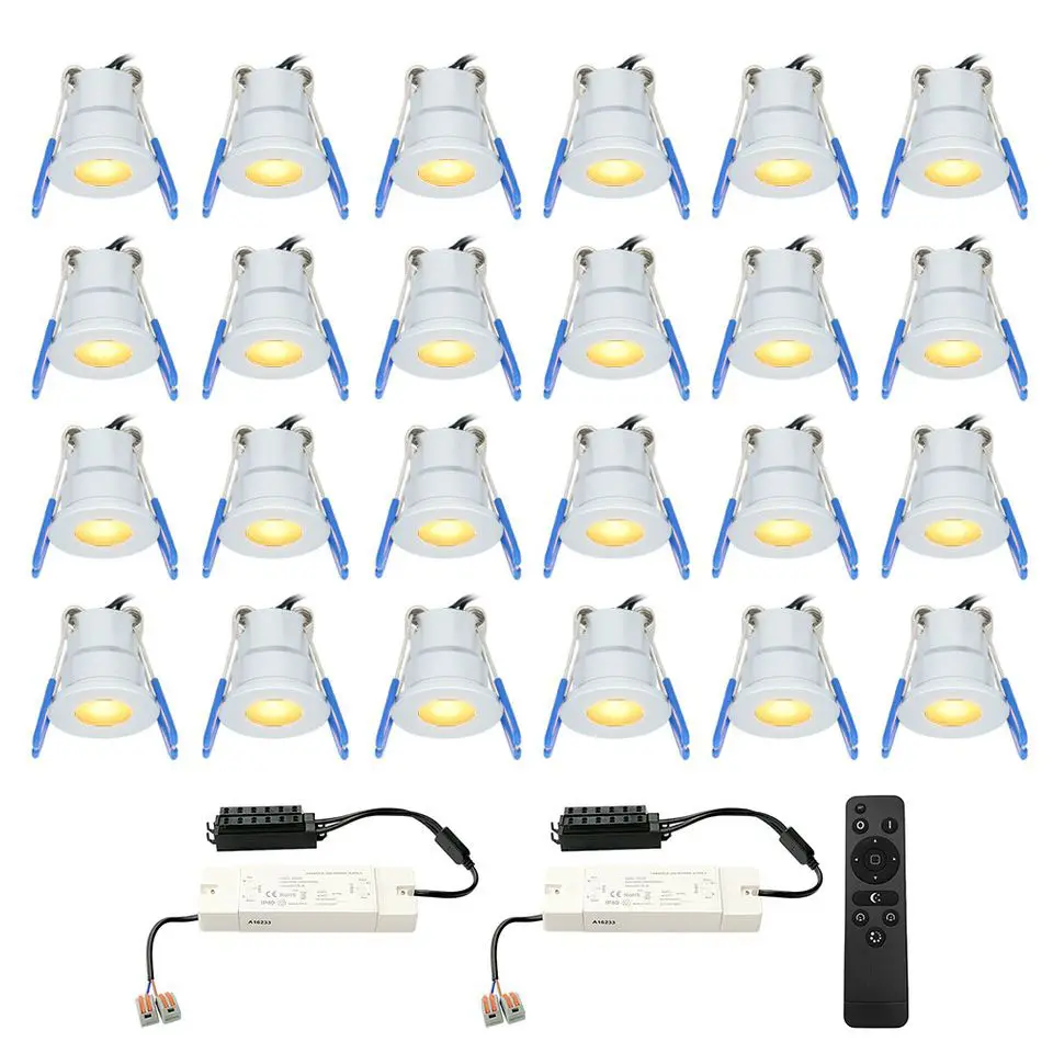 24X 3W Mini-LED-Spots IP65 mit 5m Kabel zur Überdachung der Garten beleuchtung im Freien