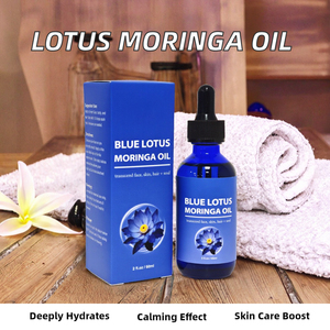 Huile de graines de lotus bleu biologique pure et naturelle, <span class=keywords><strong>moringa</strong></span>, pour le visage, le corps et les cheveux - Relaxation et soin avancé de la peau - Product Image 2