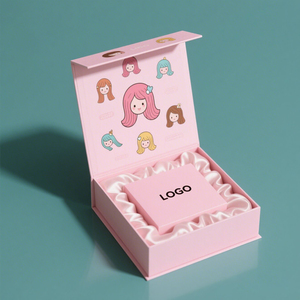 Boîte en papier rose personnalisée mignonne et écologique pour l'emballage de cadeaux d'anniversaire pour enfants, boîte magnétique recyclable - Product Image 1