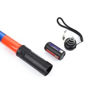 Bâton de signalisation de sécurité rouge et bleu avec LED clignotante, alimenté par batterie, en matériau ABS