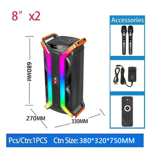 <strong>QS</strong>-4235 Bt <strong>Speaker</strong> Extra Bass With Built-In Amplifier Dual 8 Inch Outdoor Karaoke <strong>Speaker</strong> With Wireless Mic for Family Ktv Party - Product Image 3