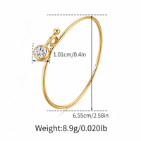 Bracelet jonc fin en cuivre plaqué or 18 carats, zircon ovale géométrique, bracelet ouvert minimaliste, bijoux quotidiens pour femmes