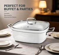 Plat à chafing carré blanc, chauffe-plats pour buffet à bain-marie et vapeur, idéal pour hôtels, restaurants, traiteurs, banquets et fêtes
