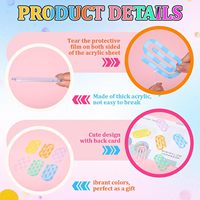 Clips de Papel Gigantes Transparentes con Diseño de Cuadros Pastel, Clips Decorativos Grandes con Patrón de Rejilla en Colores Caramelo, Material de Papelería para Diario